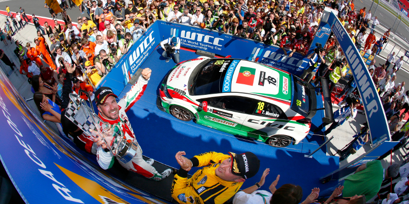 MONTEIRO Tiago (por) Honda Civic team Honda racing Jas portrait ambiance podium ambiance during the 2015 FIA WTCC World Touring Car Race of Moscow at Moscow Raceway, Russia from June 5th to 7th 2015. Photo Frederic Le Floch / DPPI.