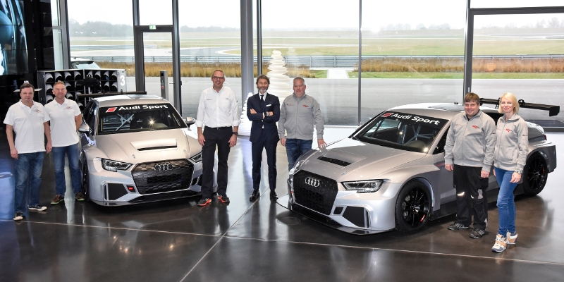 Simon Caddy, James Kaye (Cadspeed Racing), Chris Reinke (Audi Sport customer racing), Stephan Winkelmann (Audi Sport GmbH), Dalius Steponavicius, Sven Harder, Kristina Steponavice (Speed Factory Racing)