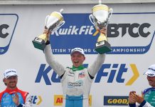Charles Rainford hails ‘amazing’ car in Oulton Park finale Charles Rainford celebrates with his trophies on the podium